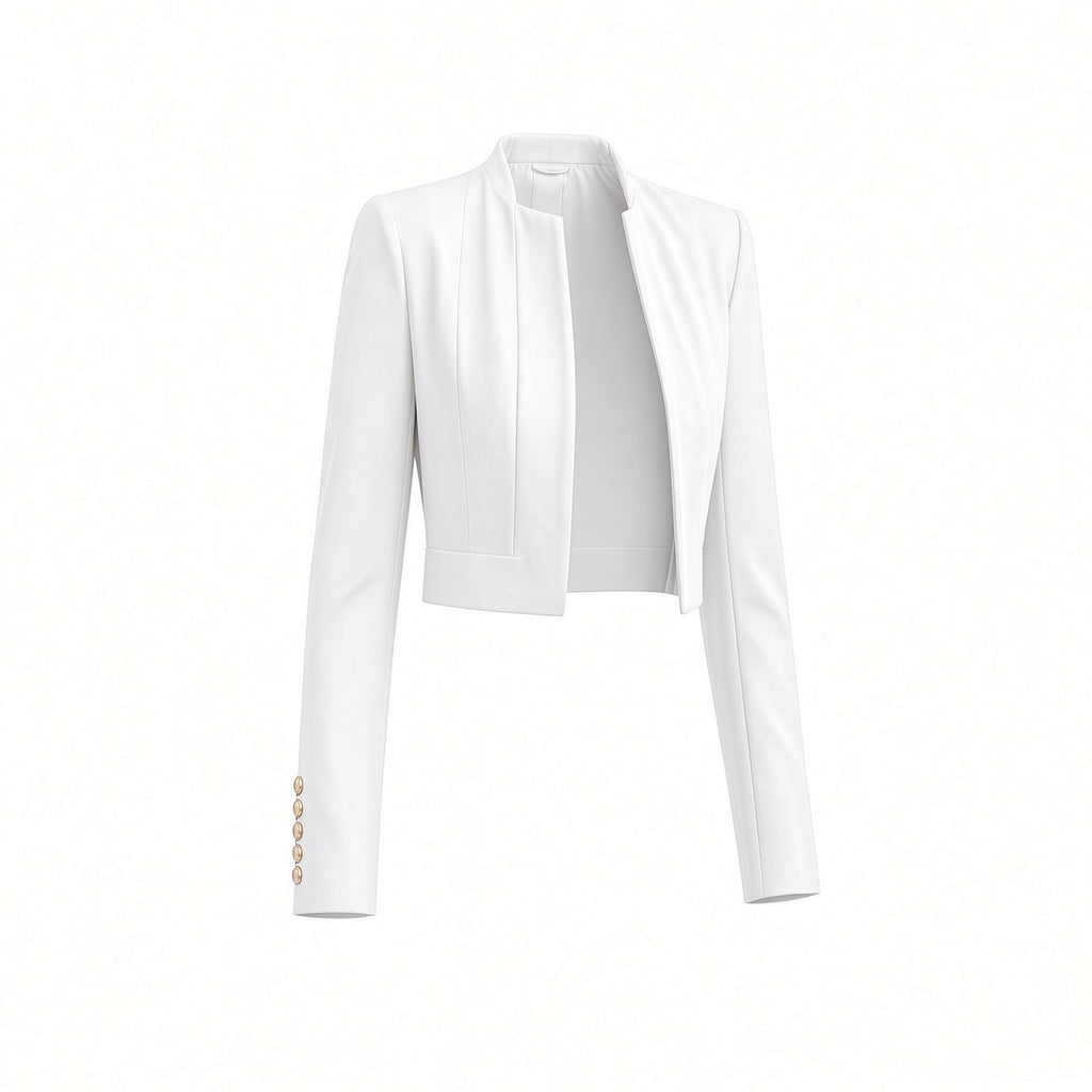 Blazer crop con botones dorados