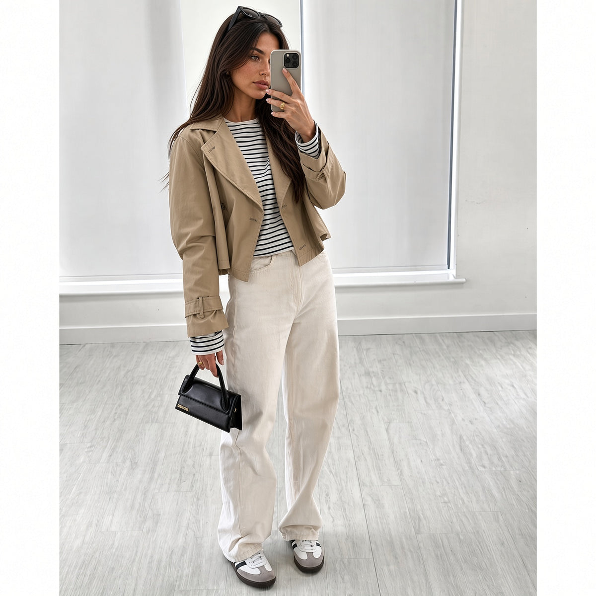 Gabardina corta cruzada