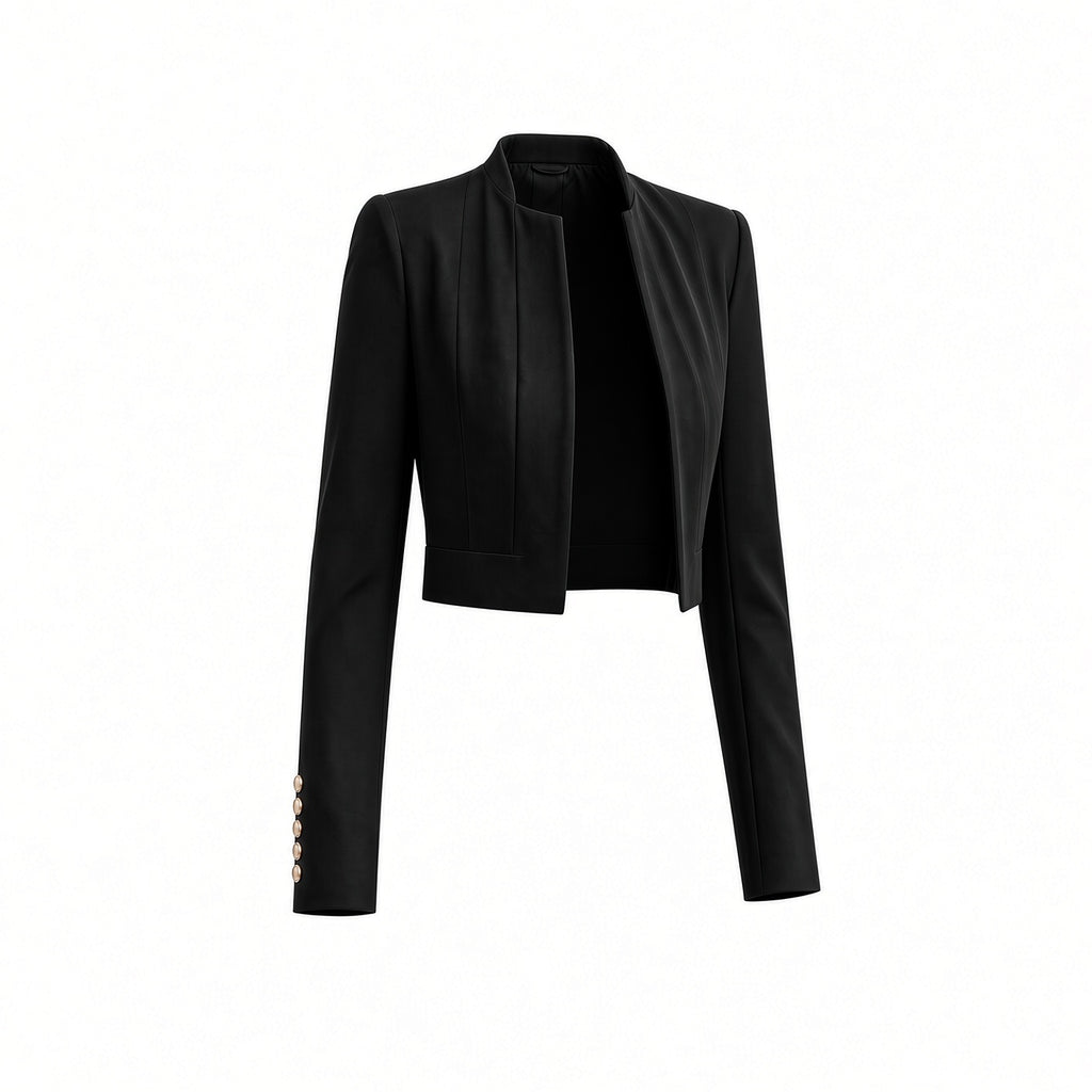 Blazer crop con botones dorados