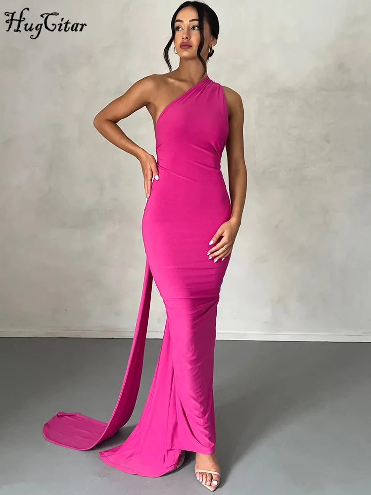 Vestido largo asimétrico con espalda abierta