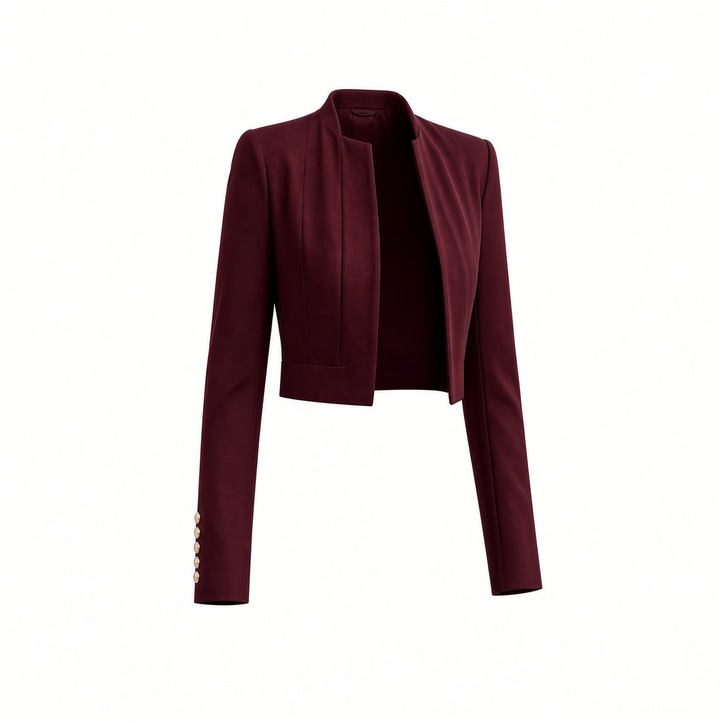Blazer crop con botones dorados